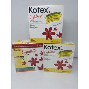 3x Vtg KOTEX LIGHTDAYS Liners Box of Long 105 Count Unscented NOS Movie TV Prop